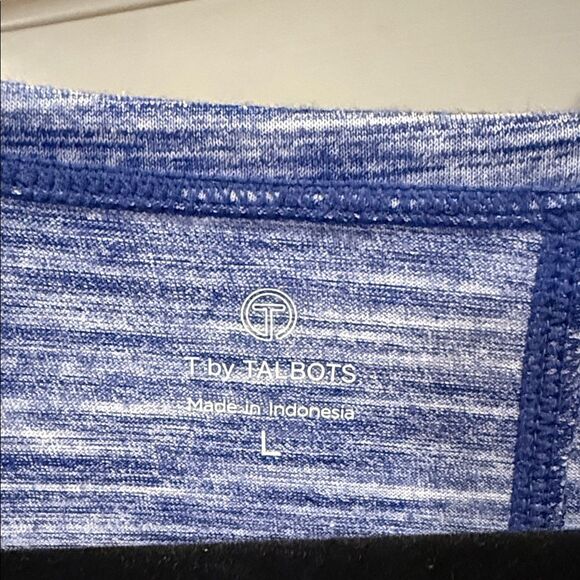 T by Talbots Blue Heathered Blouse with Tie Sleeves size Large - Picture 2 of 5